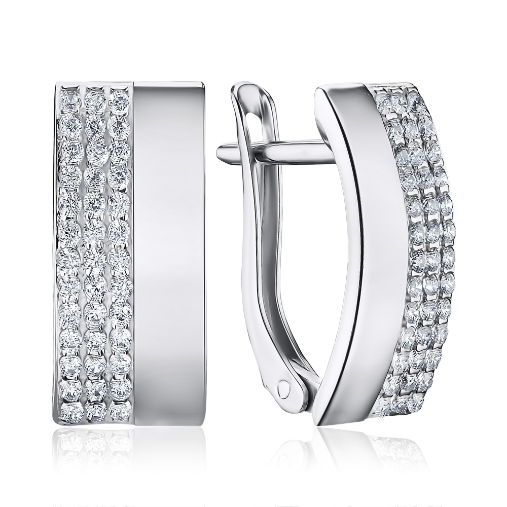 Сережки з білого золота з фіанітами 22656/02/1/1