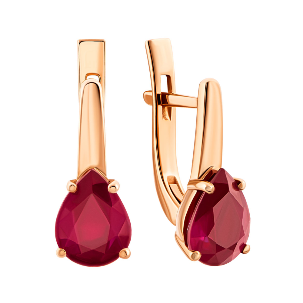 Золоті сережки з рубіном. Артикул UG523165RUBY