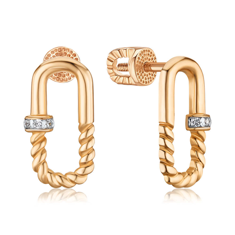 Золоті сережки-пусети з фіанітами 23368/01/1/1