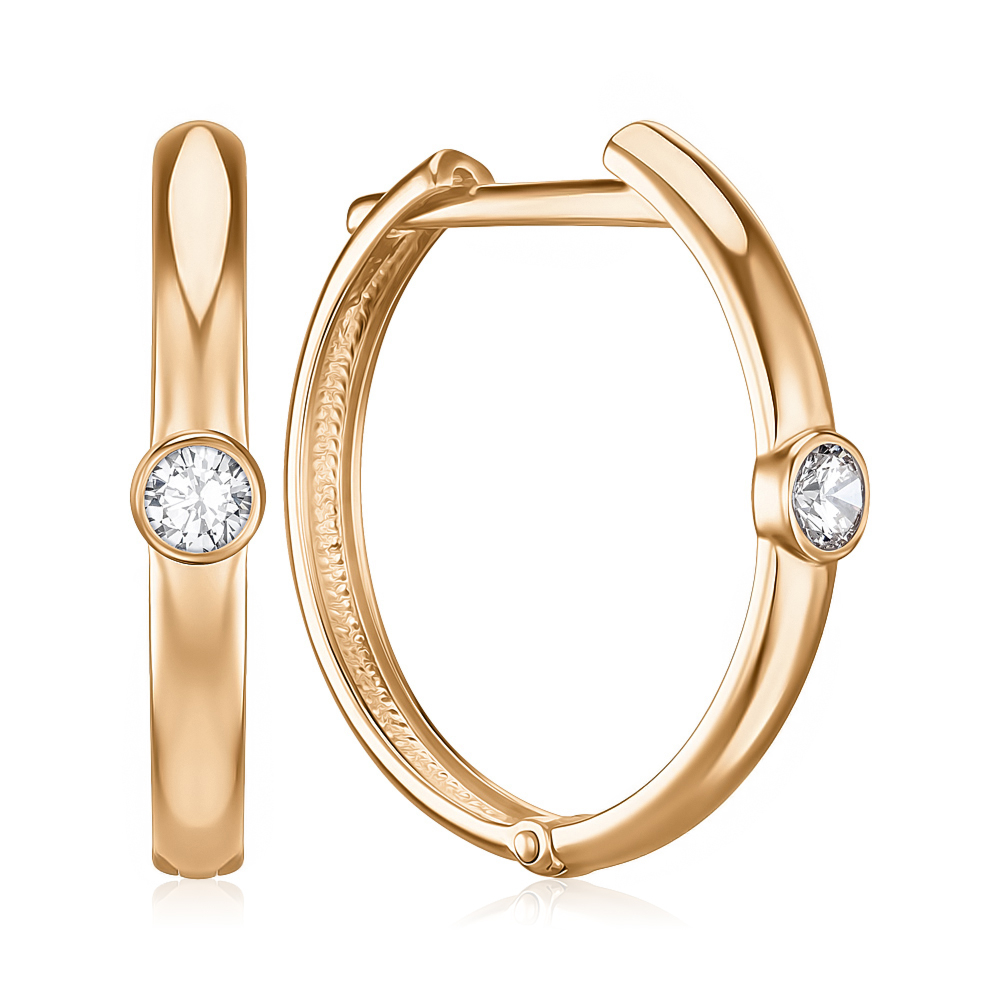 Золоті сережки-конго з фіанітом 23448/08/0/28