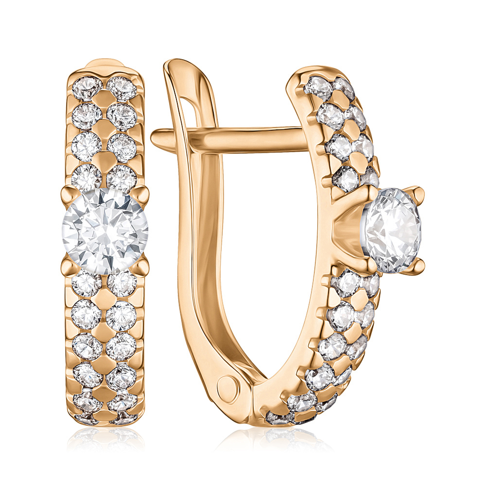 Золотые серьги с фианитами 23696/08/0/140