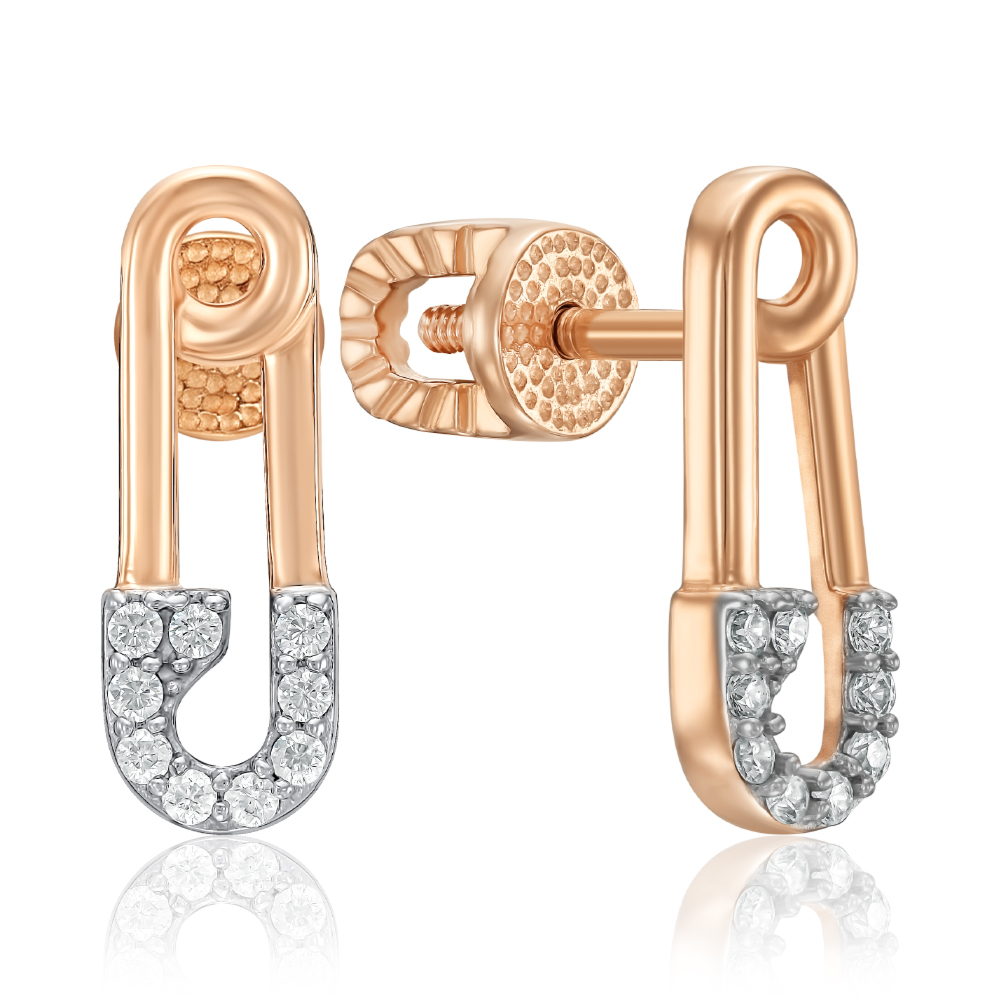 Золоті сережки-пусети з фіанітами 23755/01/1/1