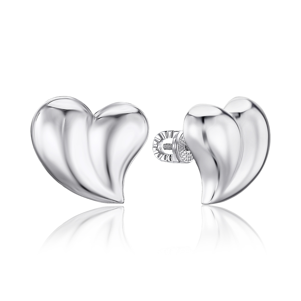 Золотые серьги-пуссеты «Сердца» без вставки 23966/02/1