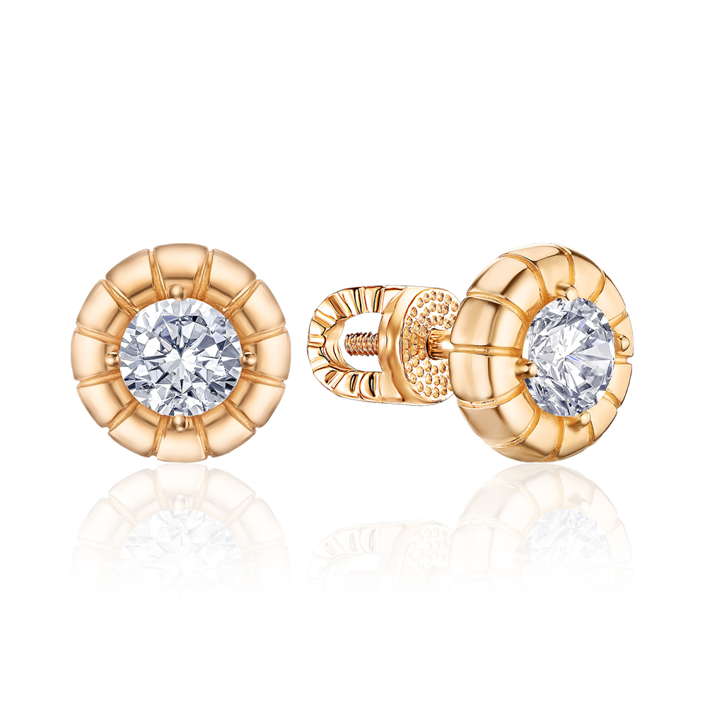 Золотые серьги с фианитом 23985/01/0/29