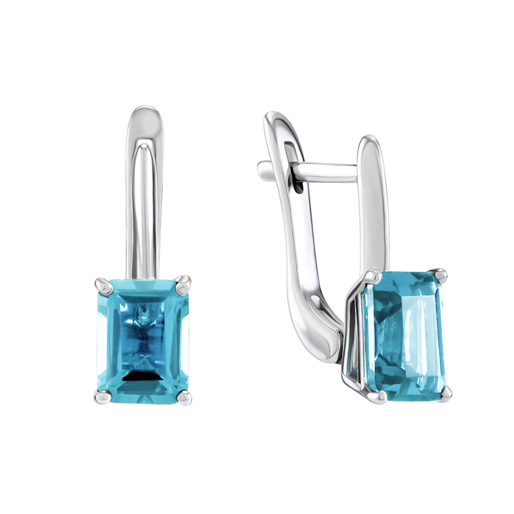 Серебряные серьги с голубым кварцем. Артикул UG52605/1р-QSWB