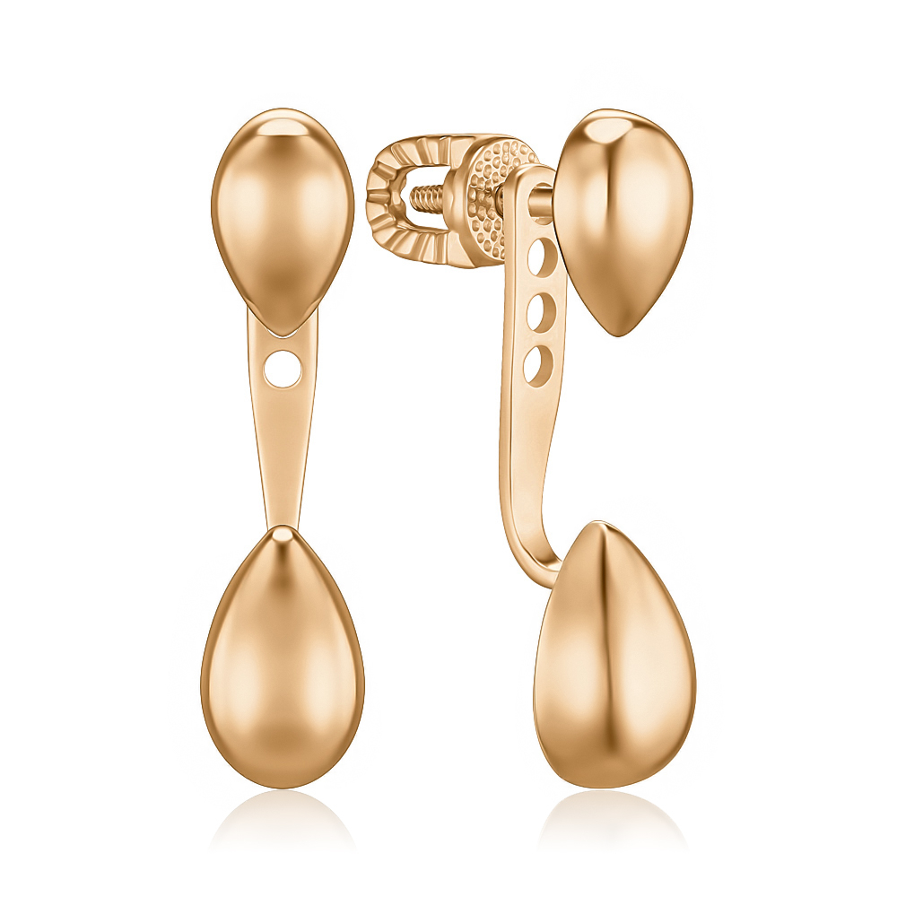 Золоті сережки-джекети без вставки 27036/01/0