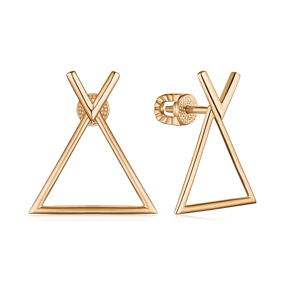 Золоті сережки-джекети без вставки 27048/01/0