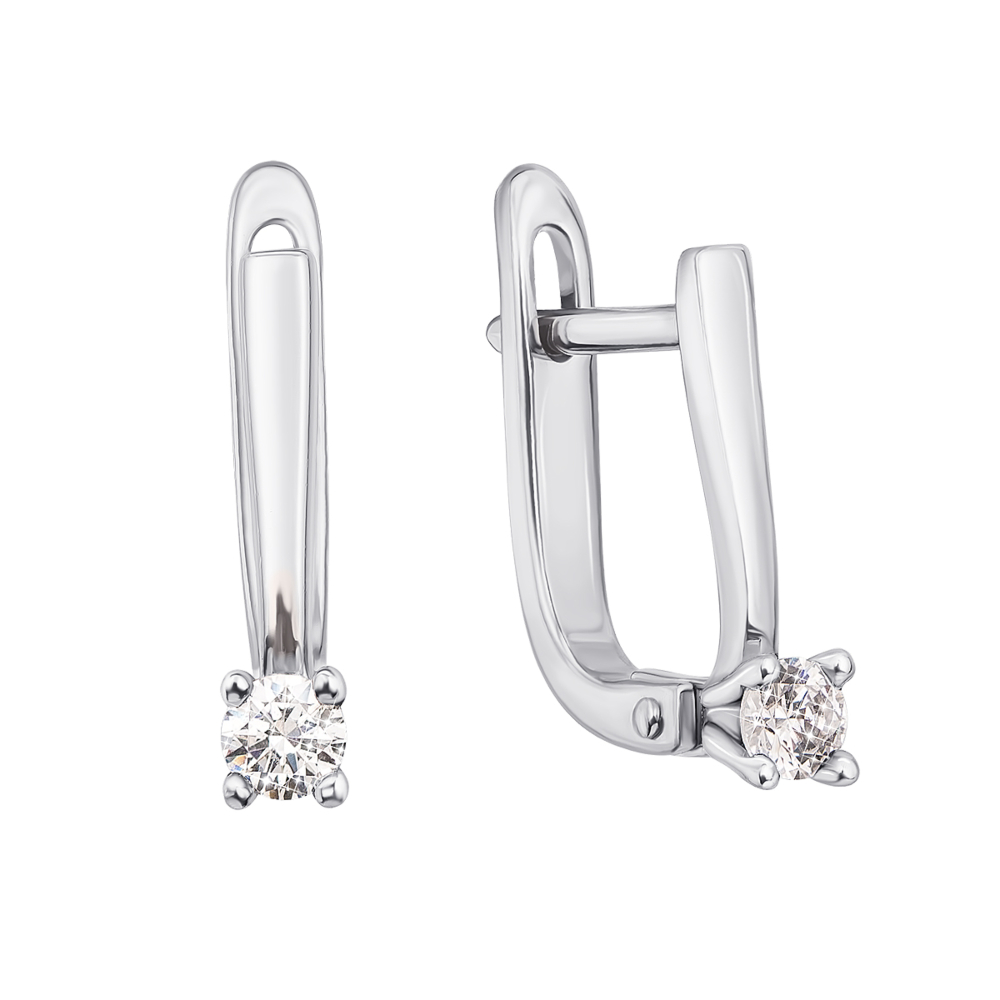 Золотые серьги с фианитами S​ Zirconia. Артикул 2886/б SW