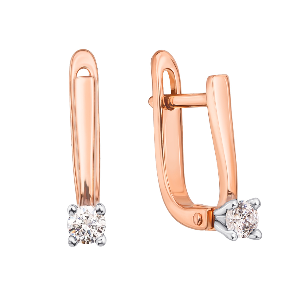 Золотые серьги с фианитами S​ Zirconia. Артикул 2886/SW