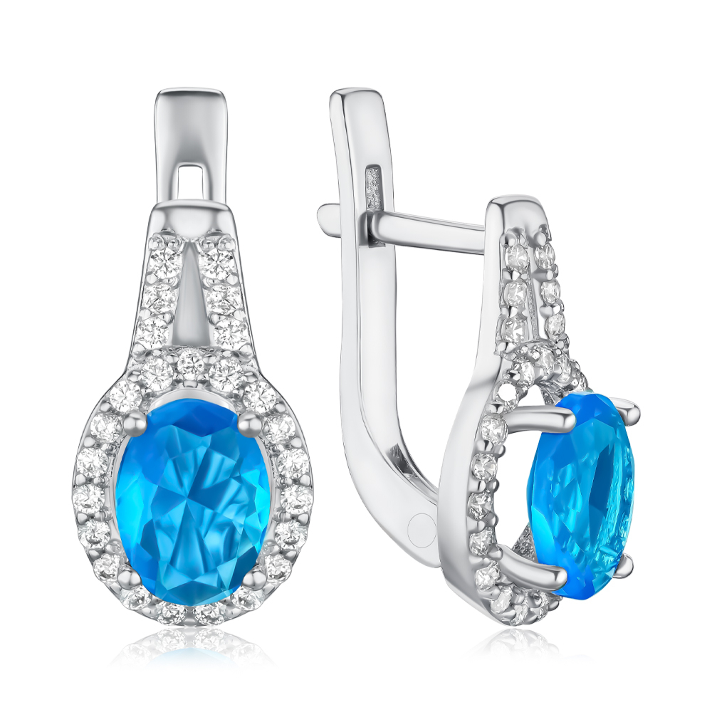 Срібні сережки з блакитним кварцем 2935/9р-QSWB