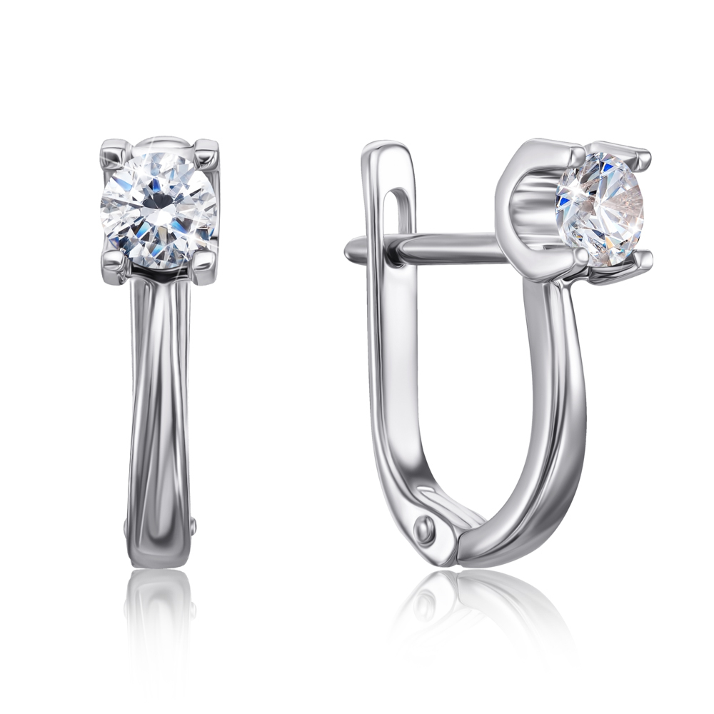 Золотые серьги с фианитами S​ Zirconia. Артикул 2962/б SW