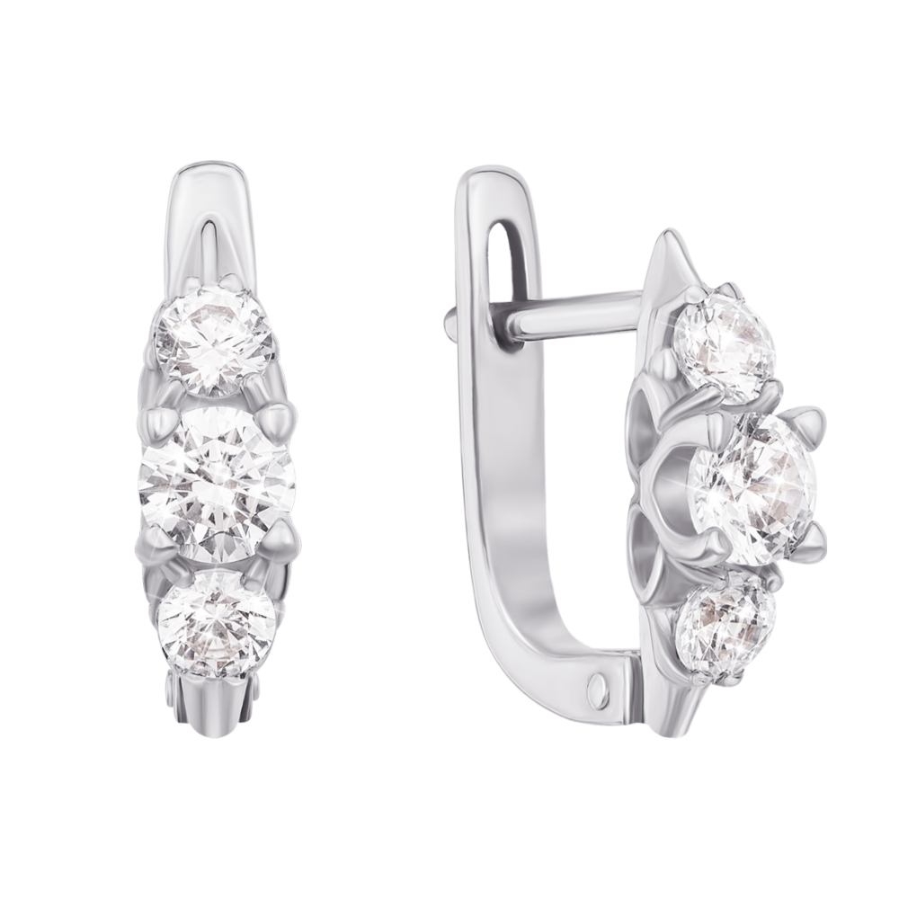Золотые серьги с фианитами S​ Zirconia. Артикул 2965/б SW