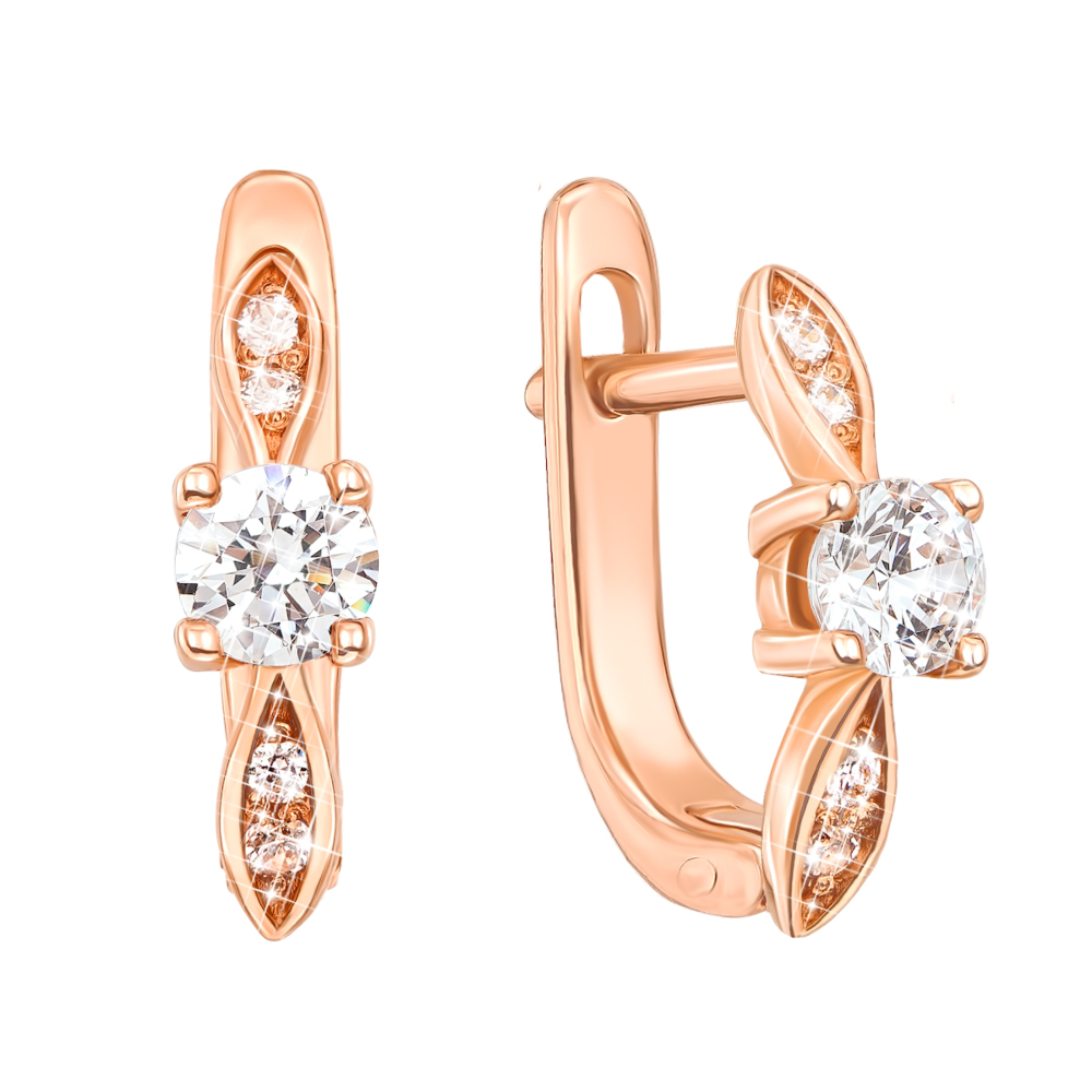 Золотые серьги с фианитами S​ Zirconia. Артикул 2988/01/0/102 (2988/SW)