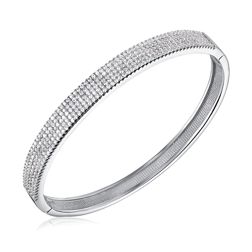 Серебряный жесткий браслет с фианитами. Артикул 2B10151-B/12/1