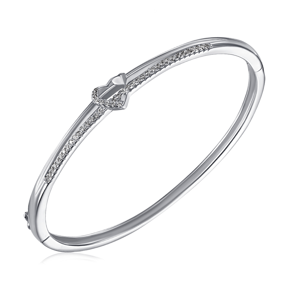 Серебряный жесткий браслет с фианитами. Артикул 2B12103-B/12/1