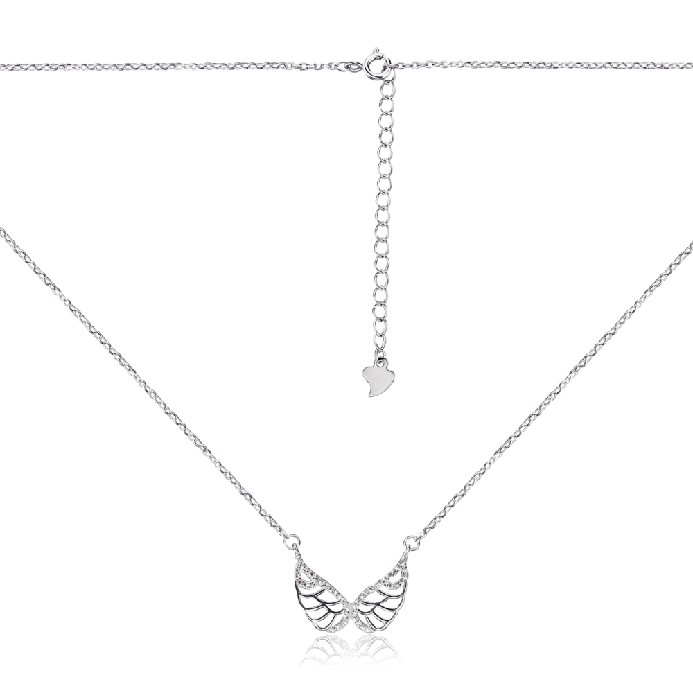 Серебряное колье «Крылья» с фианитами. Артикул 2D11299-L/12/1