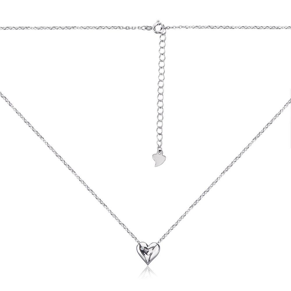 Серебряное колье «Сердце» с фианитом. Артикул 2D11429-L/12/1