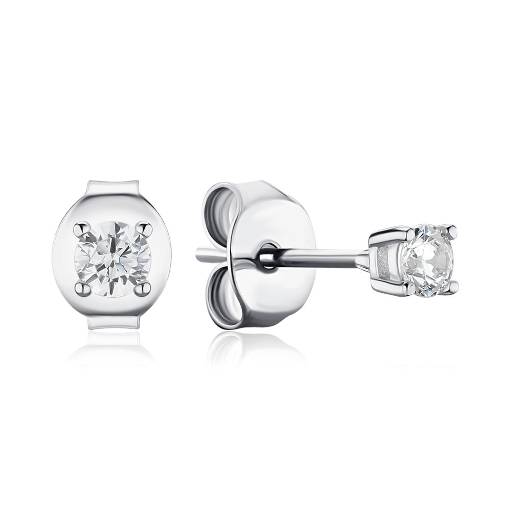 Серебряные серьги с фианитом 2E24856-3MM-E/12/1