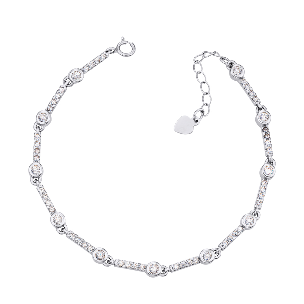 Серебряный браслет с фианитами. Артикул 2F20740-B/12/1