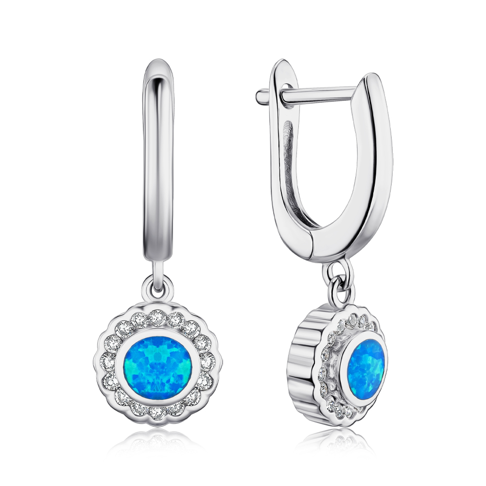 Срібні сережки з опалом та фіанітами 2S14365-E/13/3641