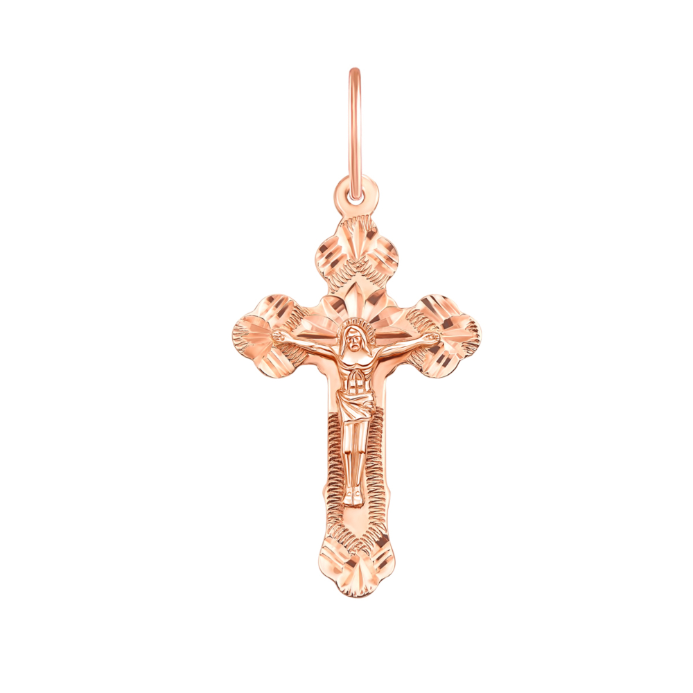 Золотой крестик с алмазной гранью. Артикул 30346/е