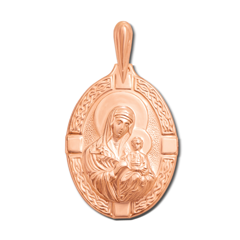 Золота підвіска-іконка Божої Матері «Нев'янучий Цвіт». Артикул 30836