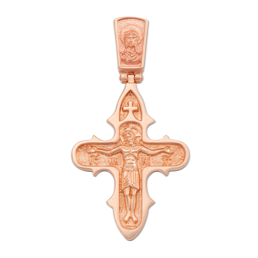 Золотой крестик. Распятие Христа. Богородица. Артикул 31336