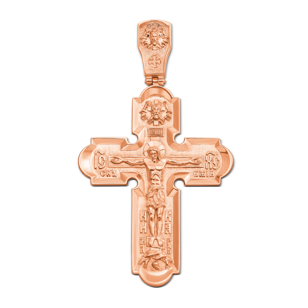 Золотой крестик. Распятие Христа. Николай Чудотворец. Икона Божией Матери «Знамение». Артикул 31348
