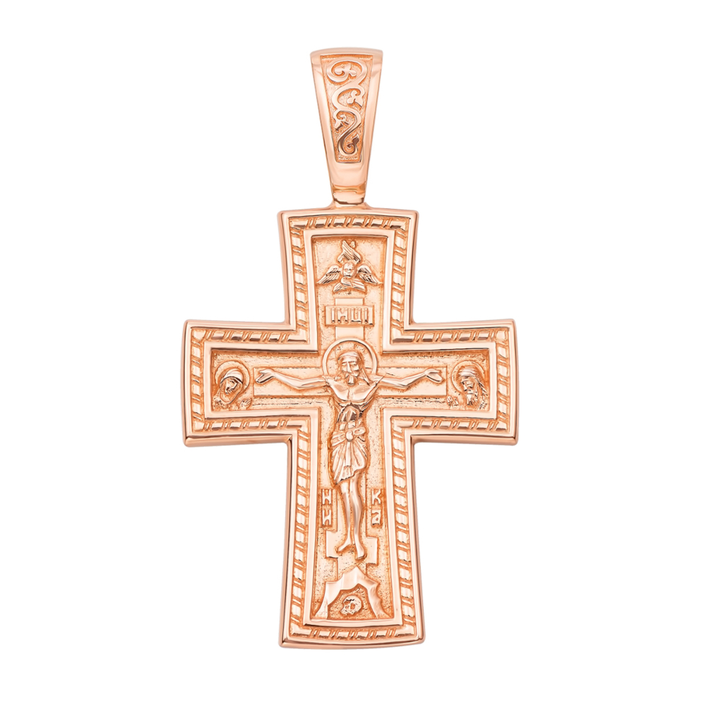 Золотой крестик. Распятие Христа. Деисус. Георгий Победоносец (31513)