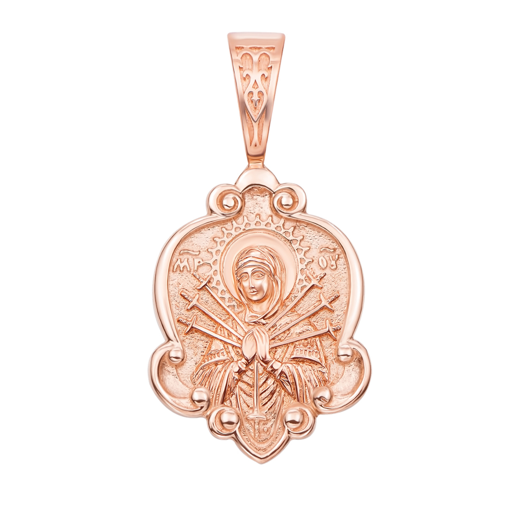 Золотая подвеска-иконка Божией Матери «Семистрельная». Артикул 31532