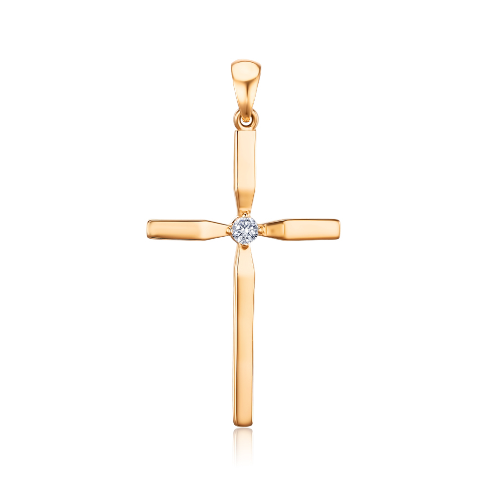 Золотий хрестик з фіанітом Tesori 31778/01/0/4204