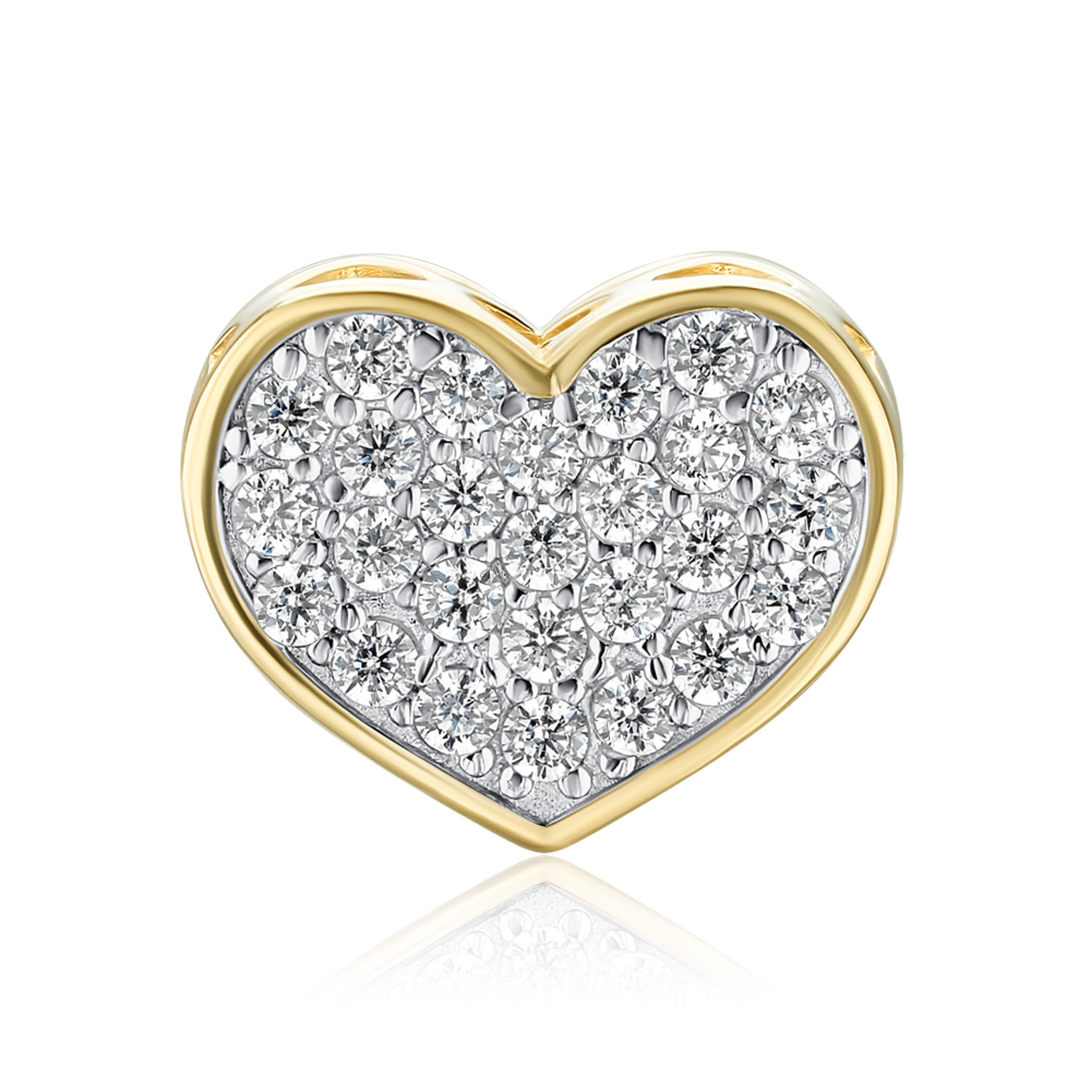 Золотая подвеска-шарм «Сердце» с фианитами 32139/03/1/13