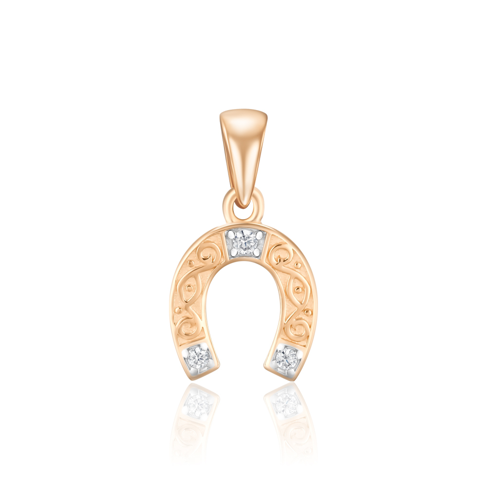Золота підвіска "Підкова" з фіанітами 32148/01/1/43