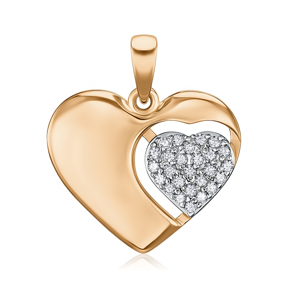 Золотая подвеска «Сердце» с фианитами 32780/01/1/1