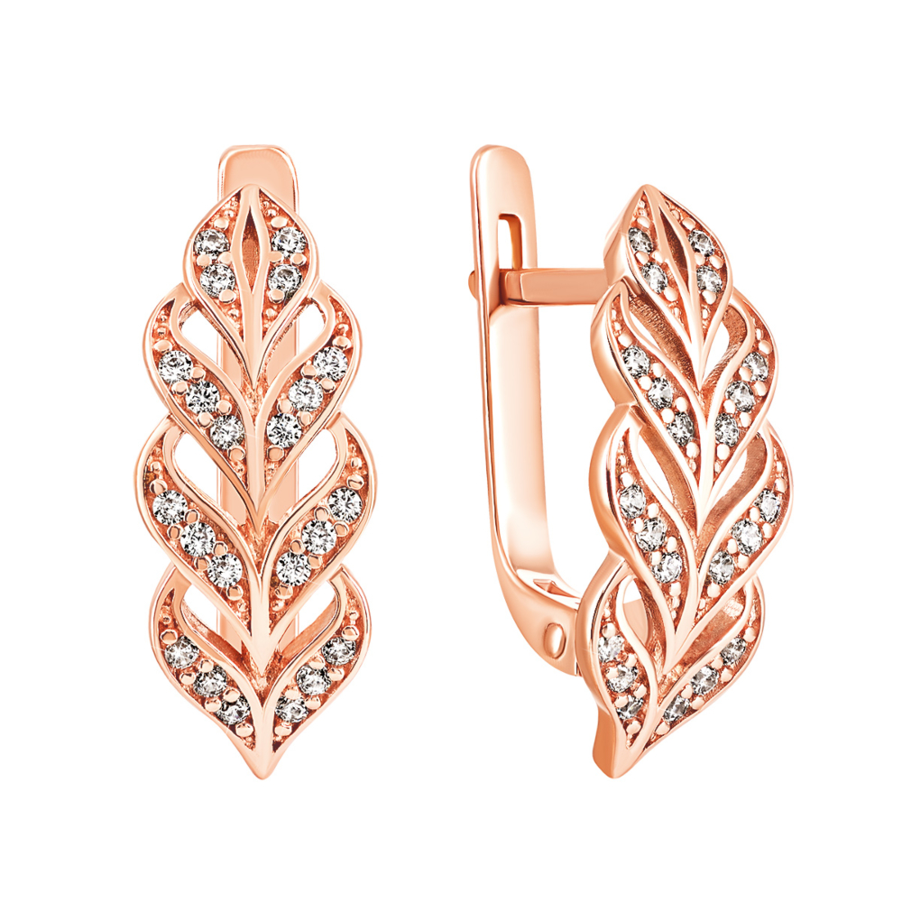 Золотые серьги с фианитами. Артикул UG5332002