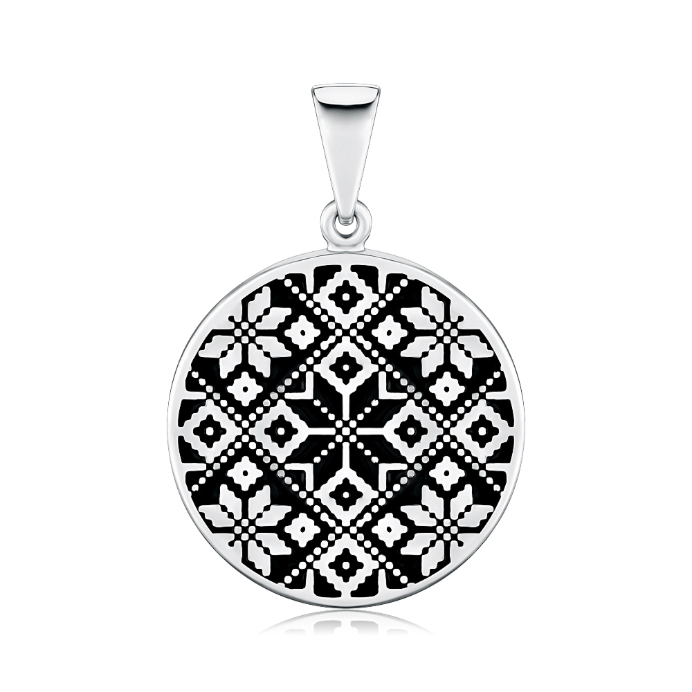 Серебряная подвеска с черной эмалью 35052/12/1/389