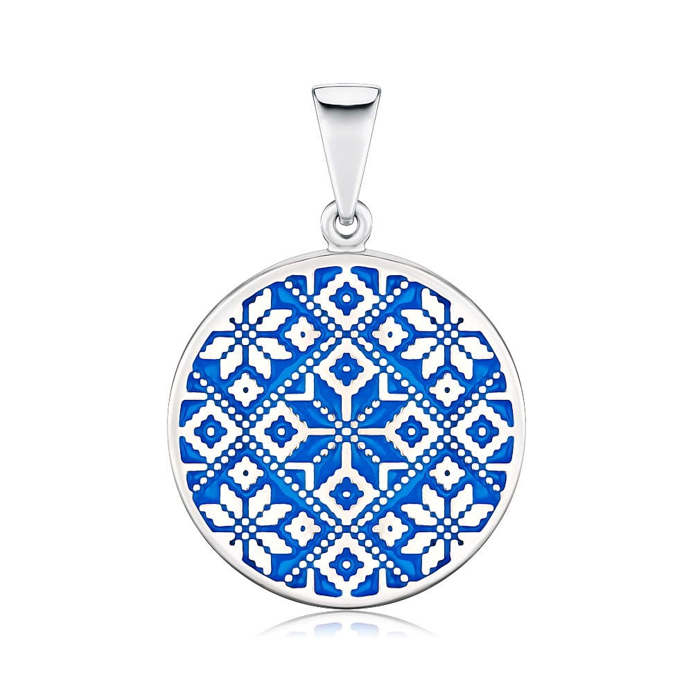 Серебряная подвеска с голубой эмалью 35052/12/1/570