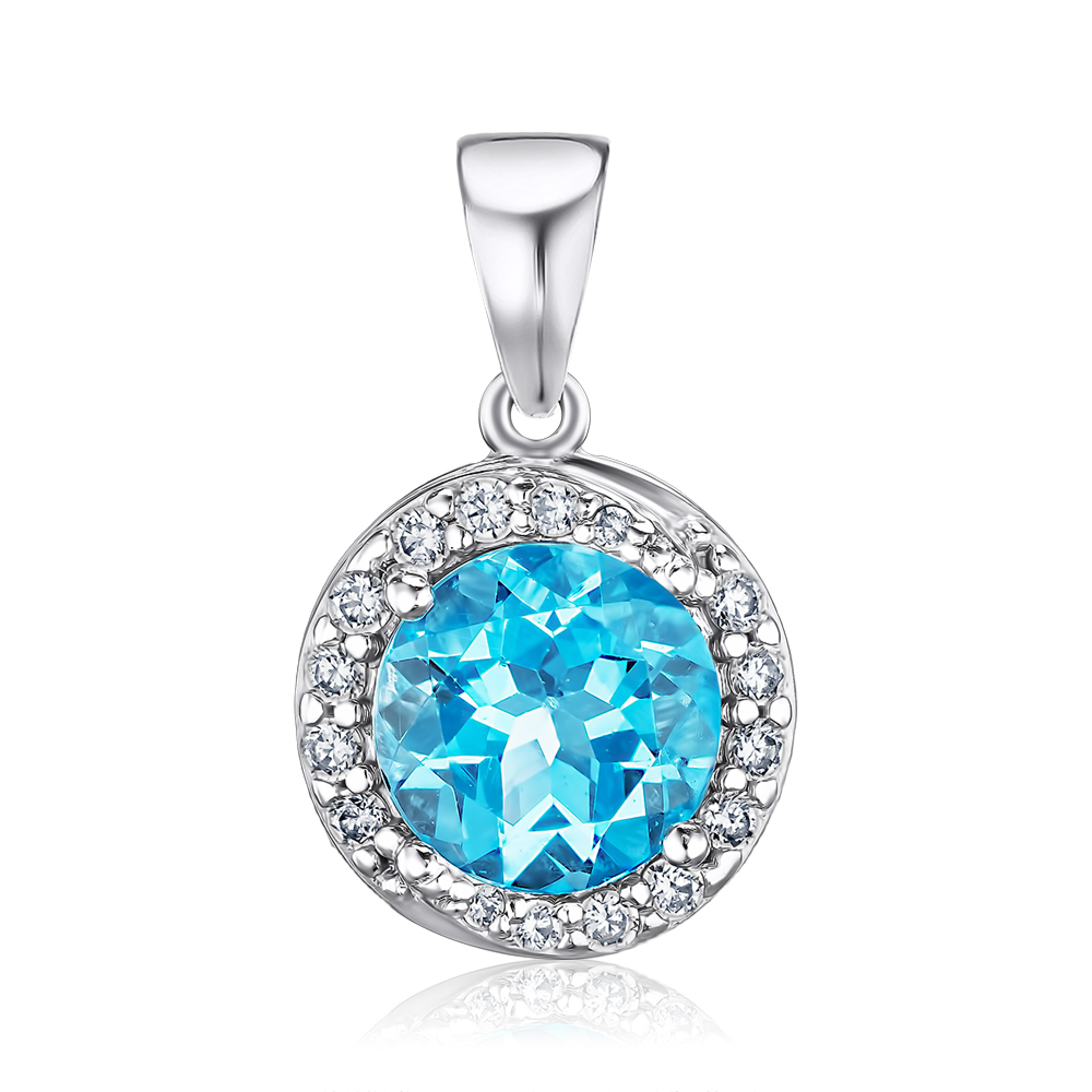 Срібна підвіска з топазом та фіанітами 35117/12/1/5825