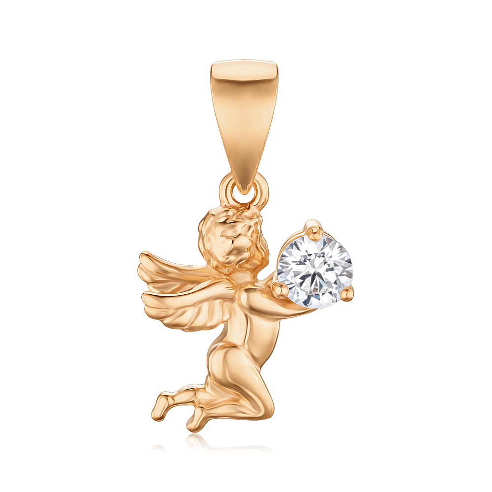 Срібна позолочена підвіска Янгол з фіанітом Tesori 35124-Пз/17/0/4027