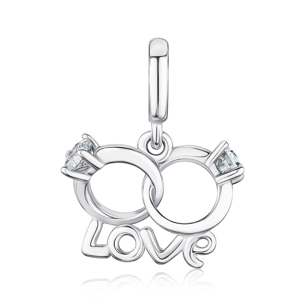 Срібна намистина-шарм Love з фіанітами 35233/12/1/28