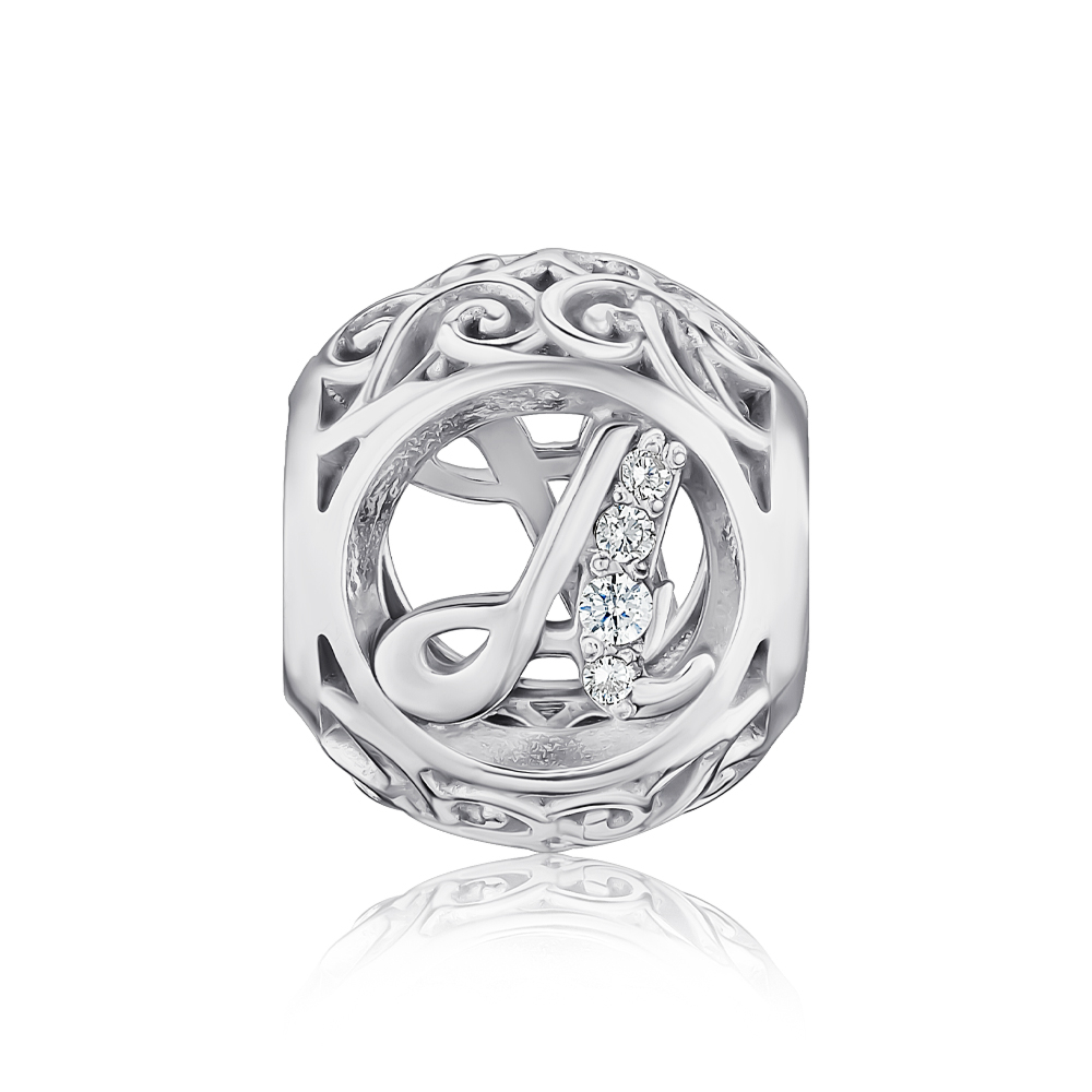 Срібна намистина-шарм з фіанітами 35514-A/12/1/601