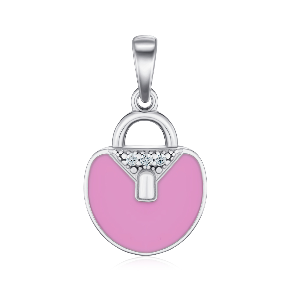 Срібна підвіска з емаллю та фіанітами 35843/12/1/563