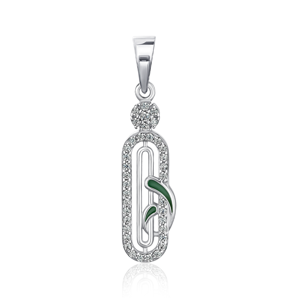 Серебряная подвеска с эмалью и фианитами 35851/12/1/21345