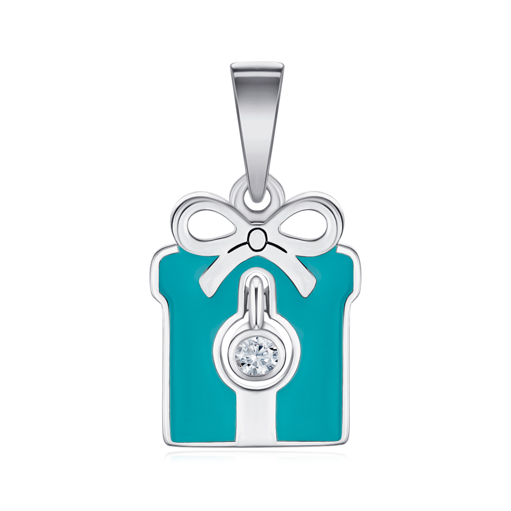 Срібна підвіска з емаллю та фіанітом 35856/12/1/21509