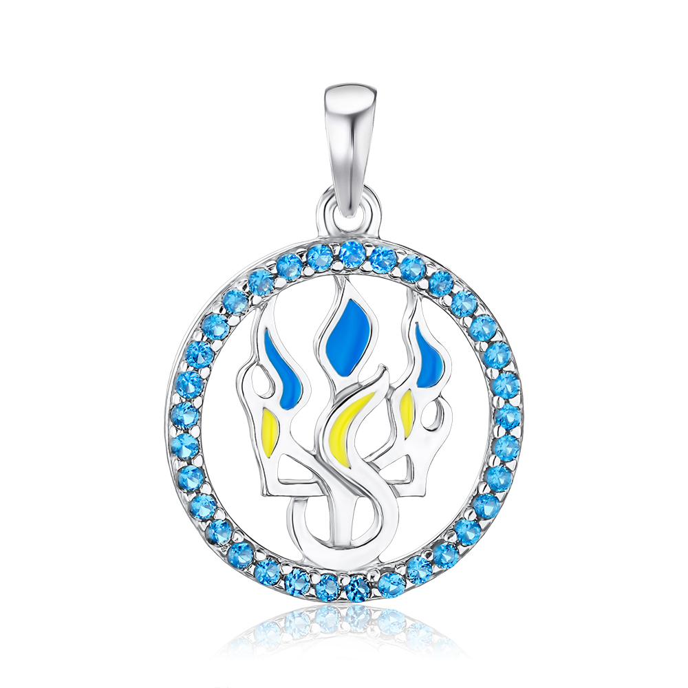 Серебряная подвеска с эмалью и фианитами 35893/12/1/21479