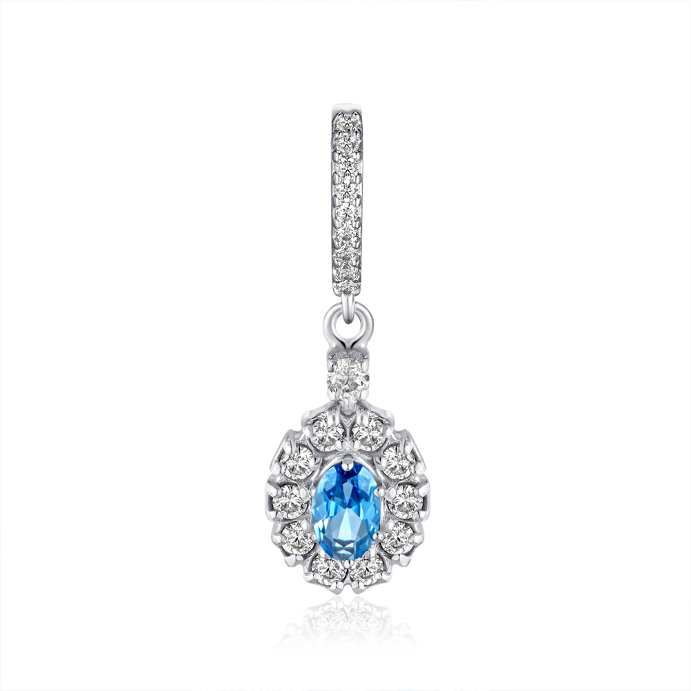 Серебряная подвеска с кварцем и фианитами. Артикул 3635р-QLB