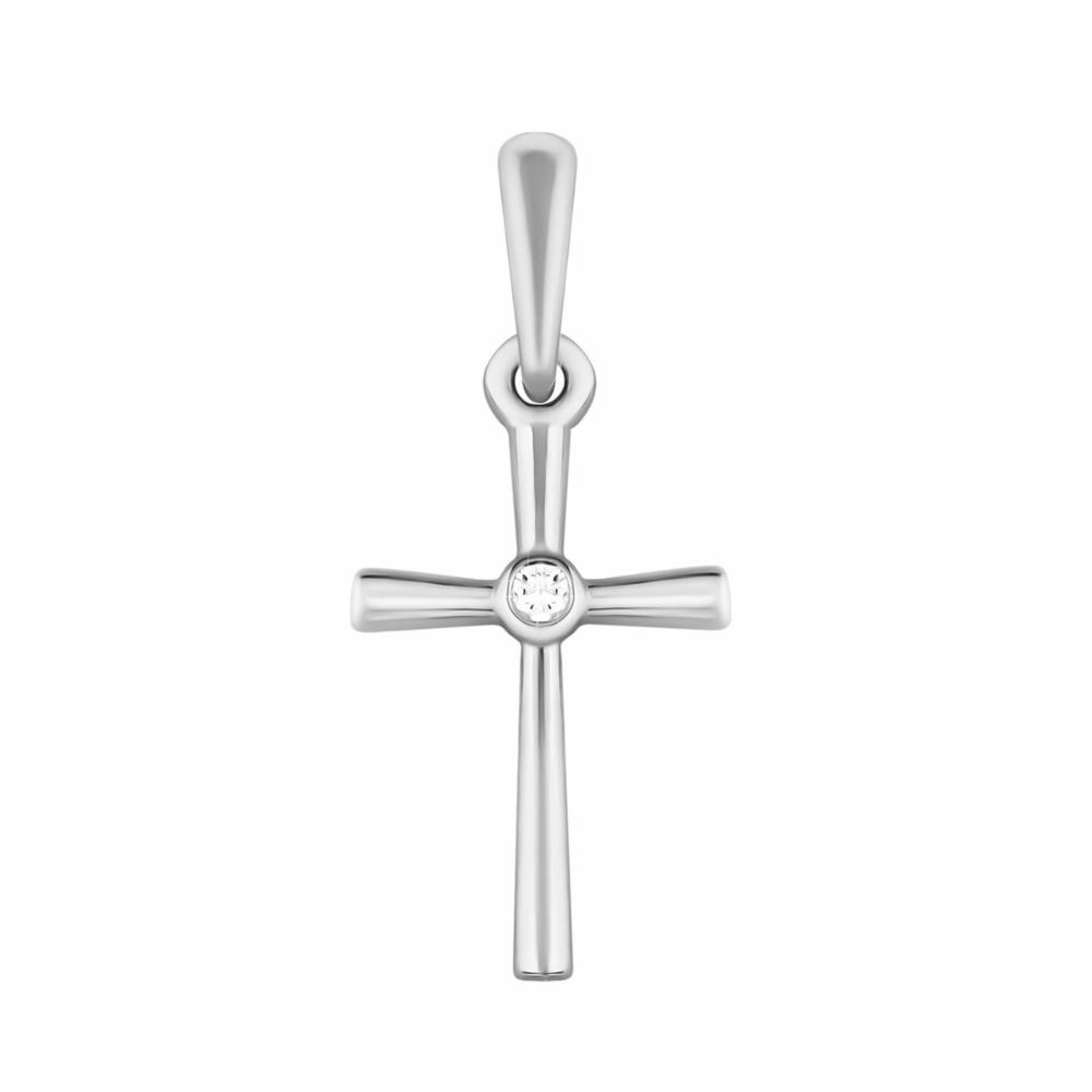 Золота підвіска Хрестик з діамантом. Артикул UG538/0071/02/01/02