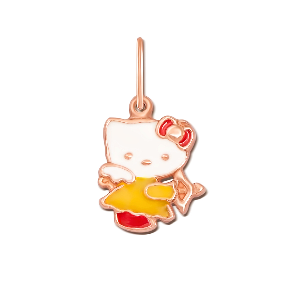 Золотая подвеска «Hello Kitty» с эмалью. Артикул 3809