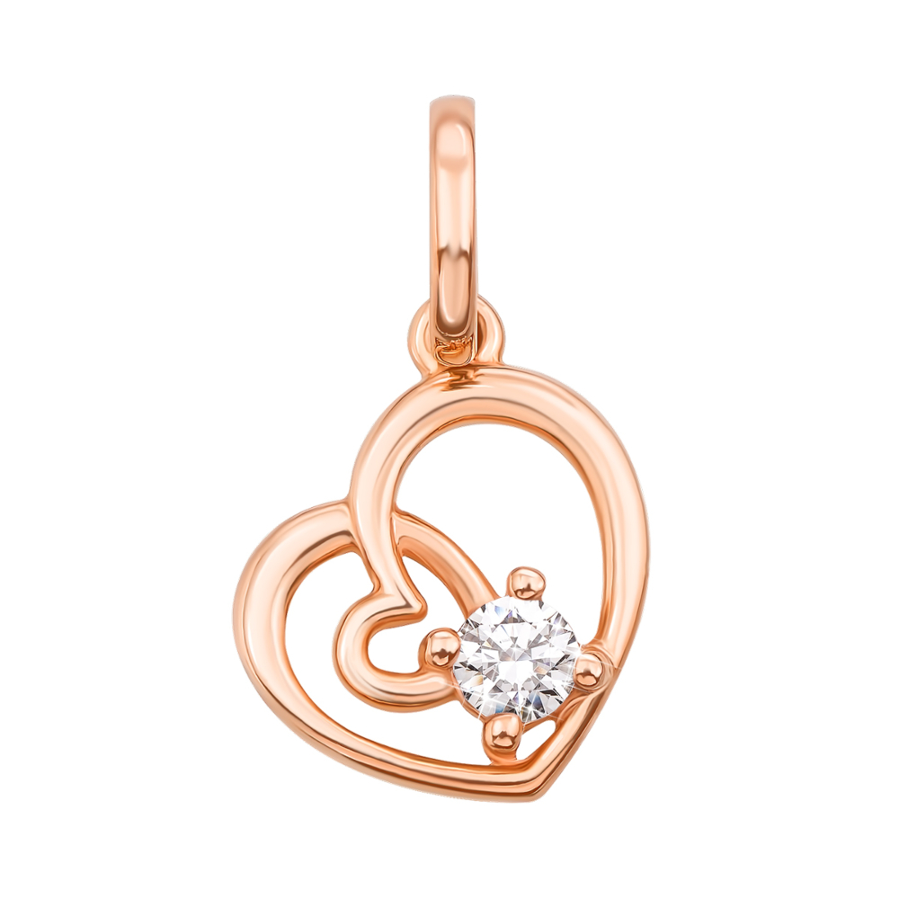 Золотая подвеска «Сердце» с фианитом S​ Zirconia. Артикул 3846/SW