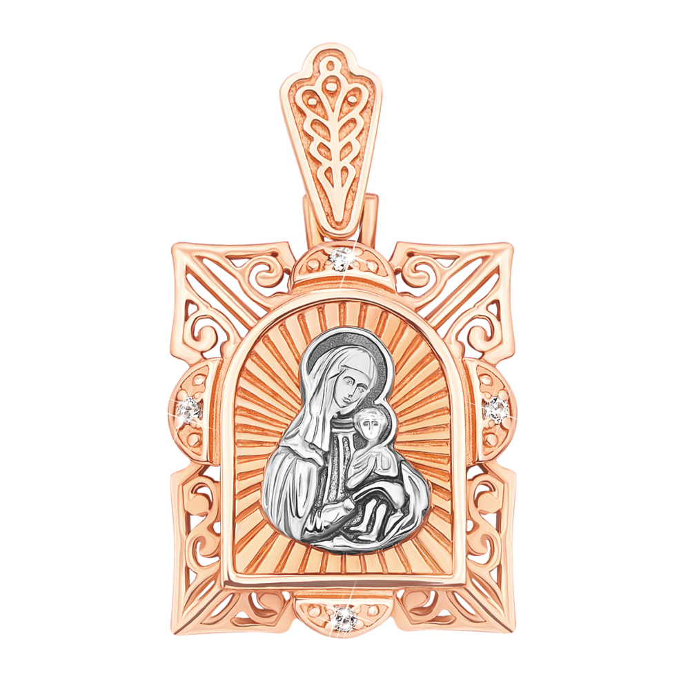 Золота підвіска-іконка Божої Матері «Казанська». Артикул 3940